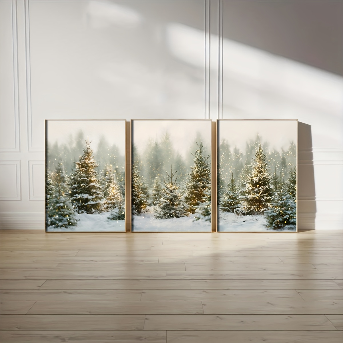 Abstract Canvas Set - Winter Pine Forest Wall Art Set