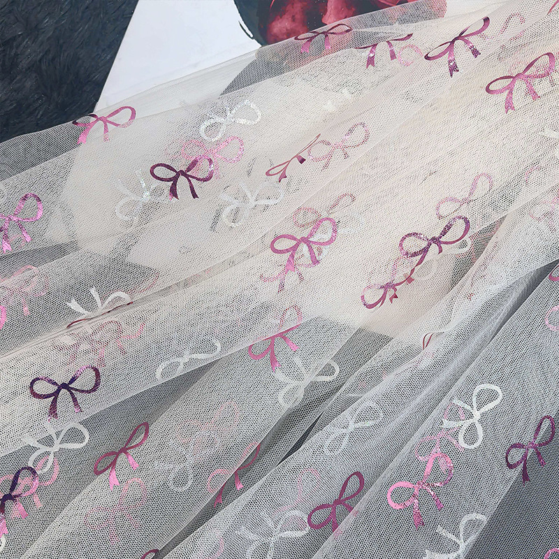 Table Runner - Cute Gold Foil Bowknot Tulle Fabric