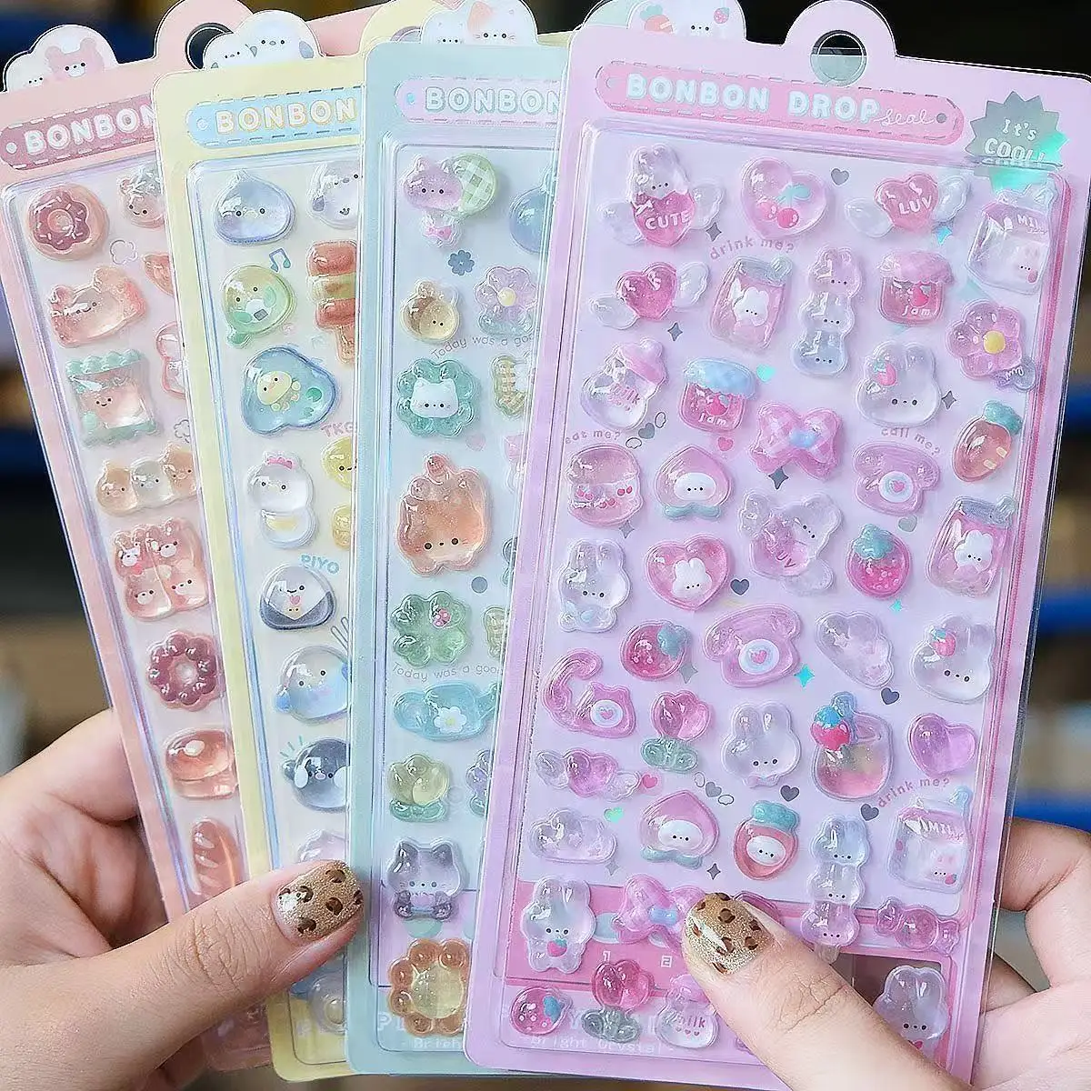 Wall Sticker - =-=2027Kawaii 3D Jelly Resin Stickers Cute