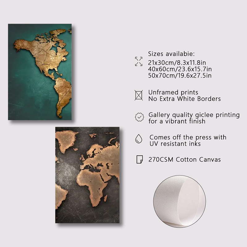 Retro World Map 3pcs/set Canva - Abstract Canvas Set recension och pris