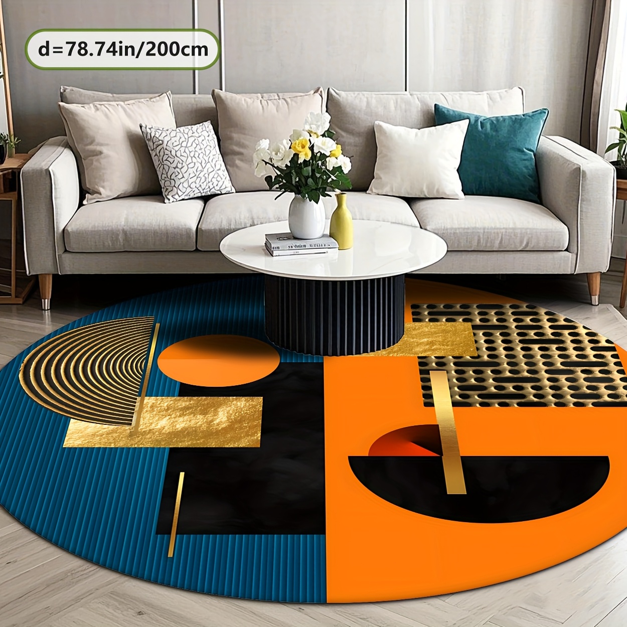 Orange Blue Gold Abstract Geom - Interior Design High End recension och pris