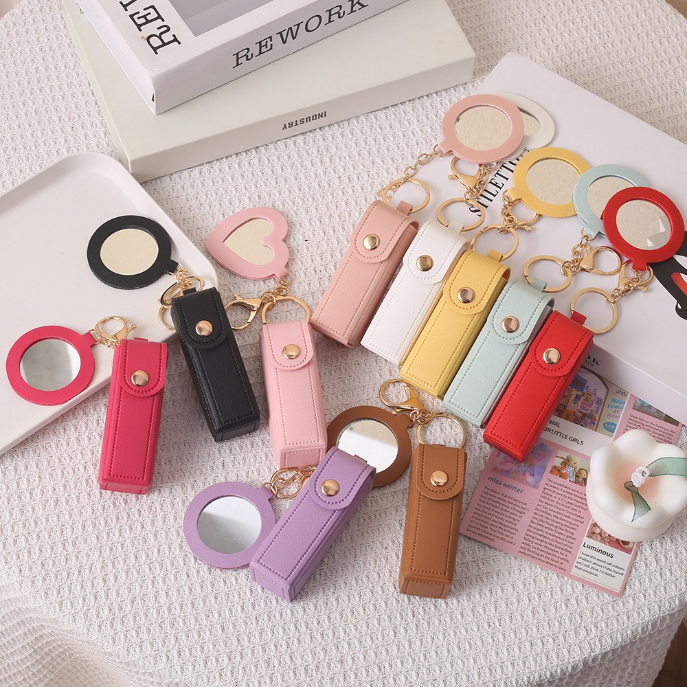 Portable PU Leather Lipstick B - Decorative Mirror recension och pris