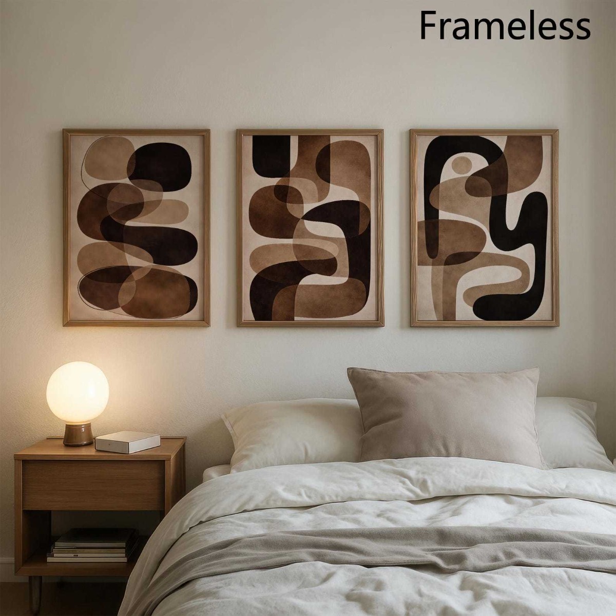 2D Flat 3pcs Japandi Brown Bei - Abstract Canvas Set recension och pris