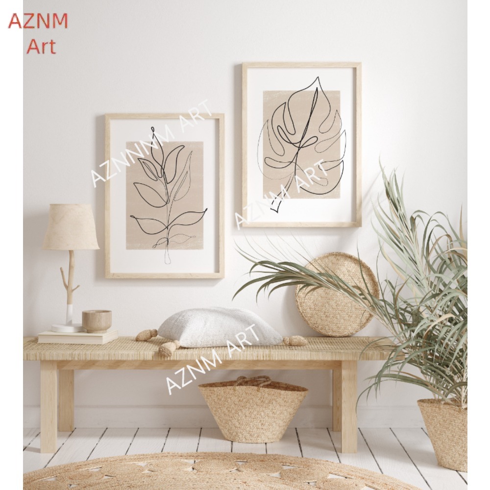 1/2Pcs Botanical Line Art Prin - Abstract Canvas Set recension och pris