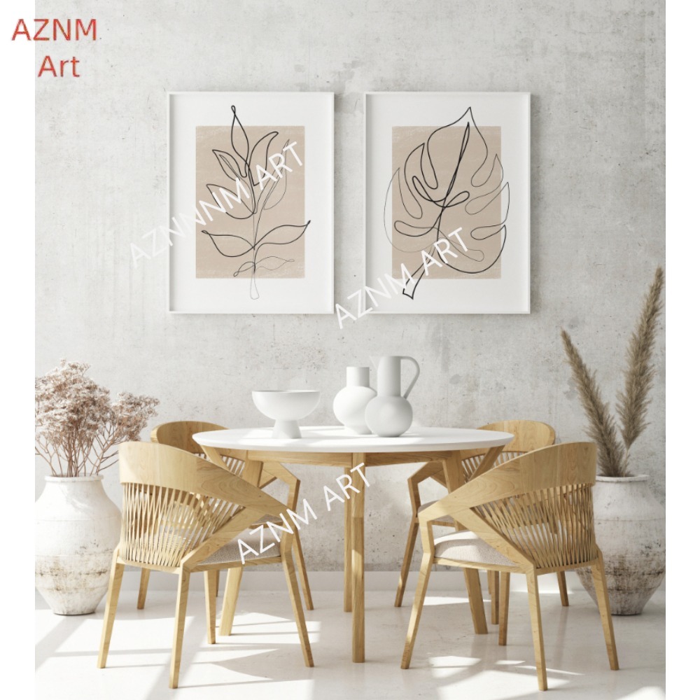1/2Pcs Botanical Line Art Prin - Abstract Canvas Set recension och pris