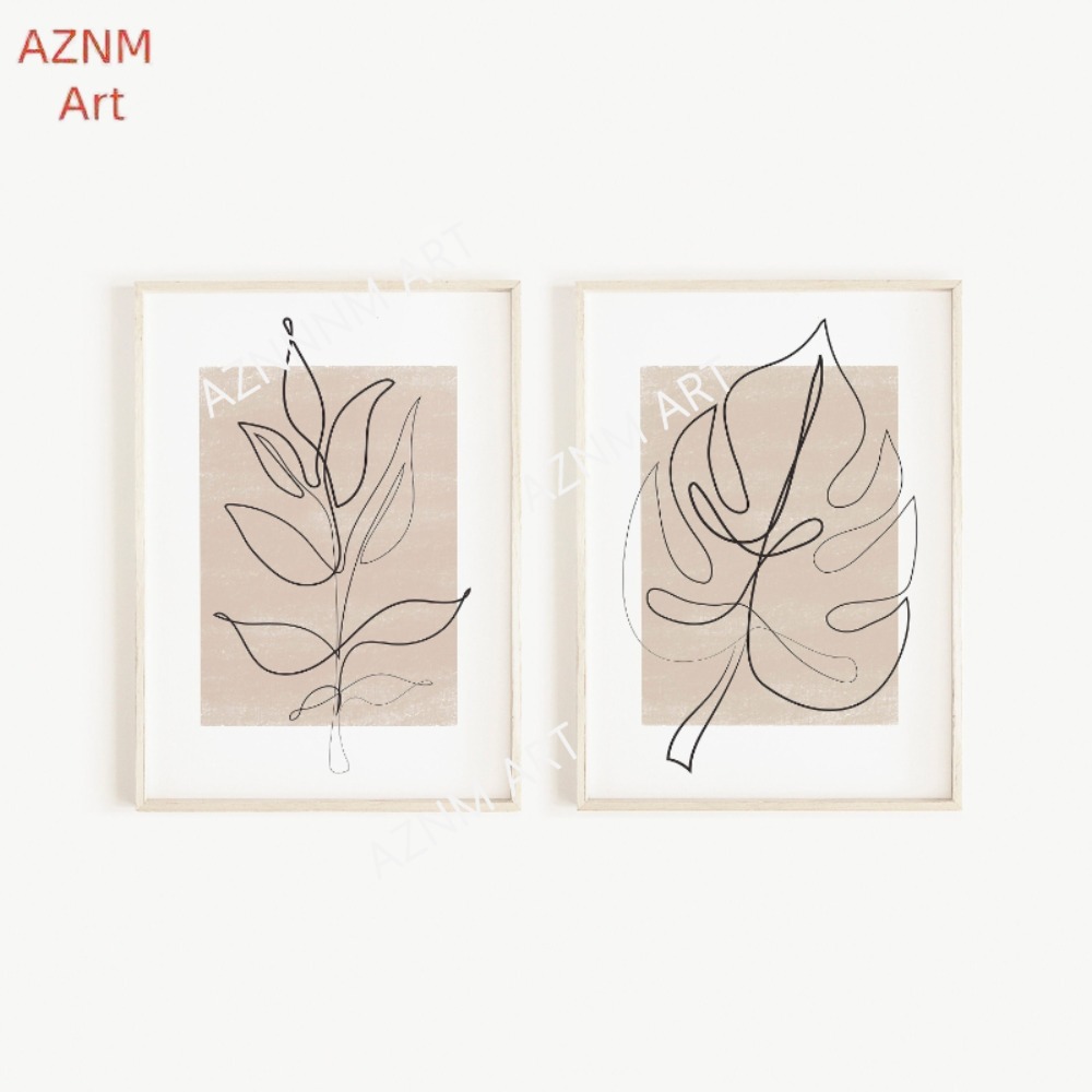 1/2Pcs Botanical Line Art Prin - Abstract Canvas Set recension och pris